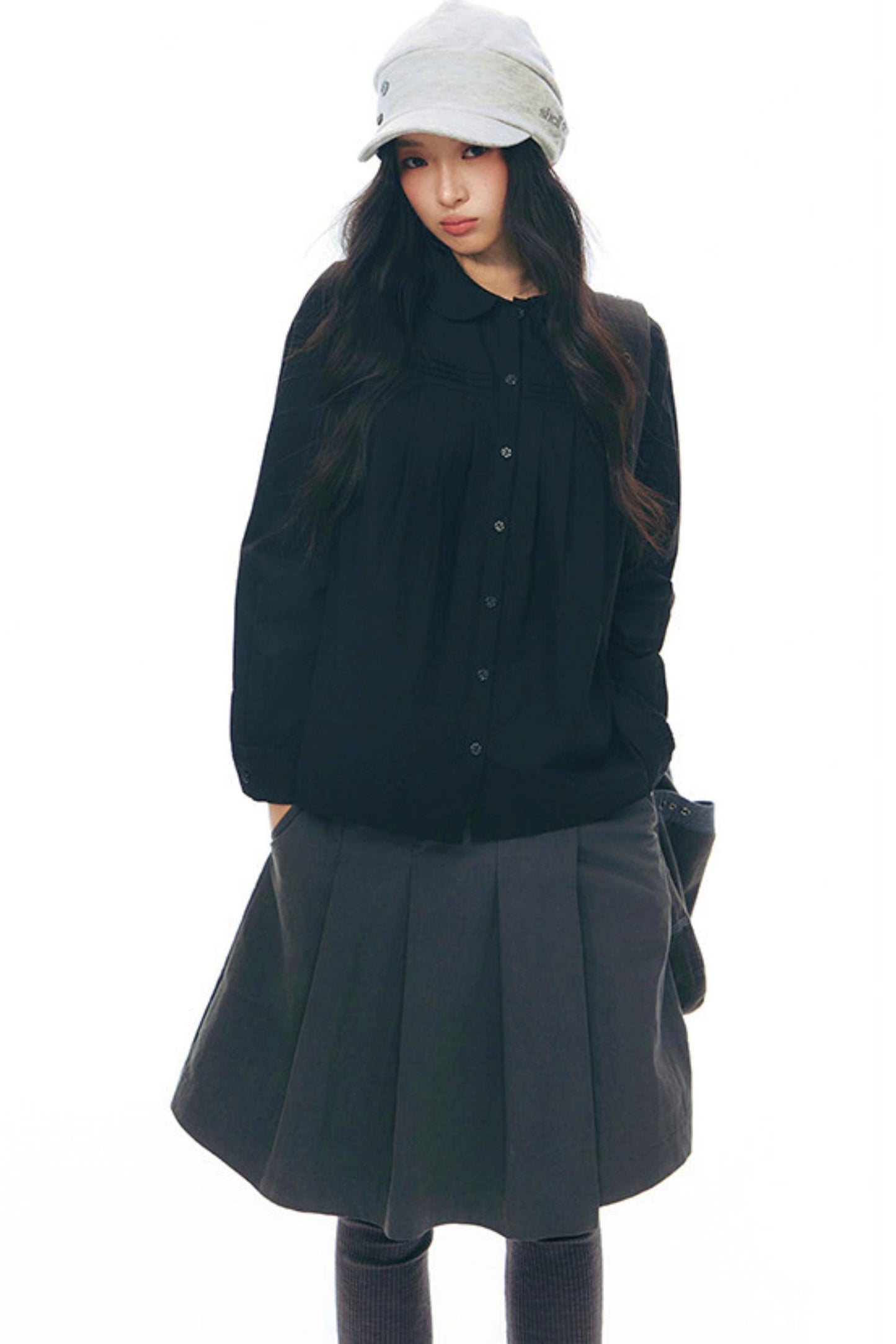 ドールカラープリーツコットンブラウス