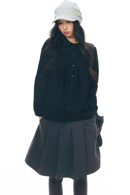 ドールカラープリーツコットンブラウス