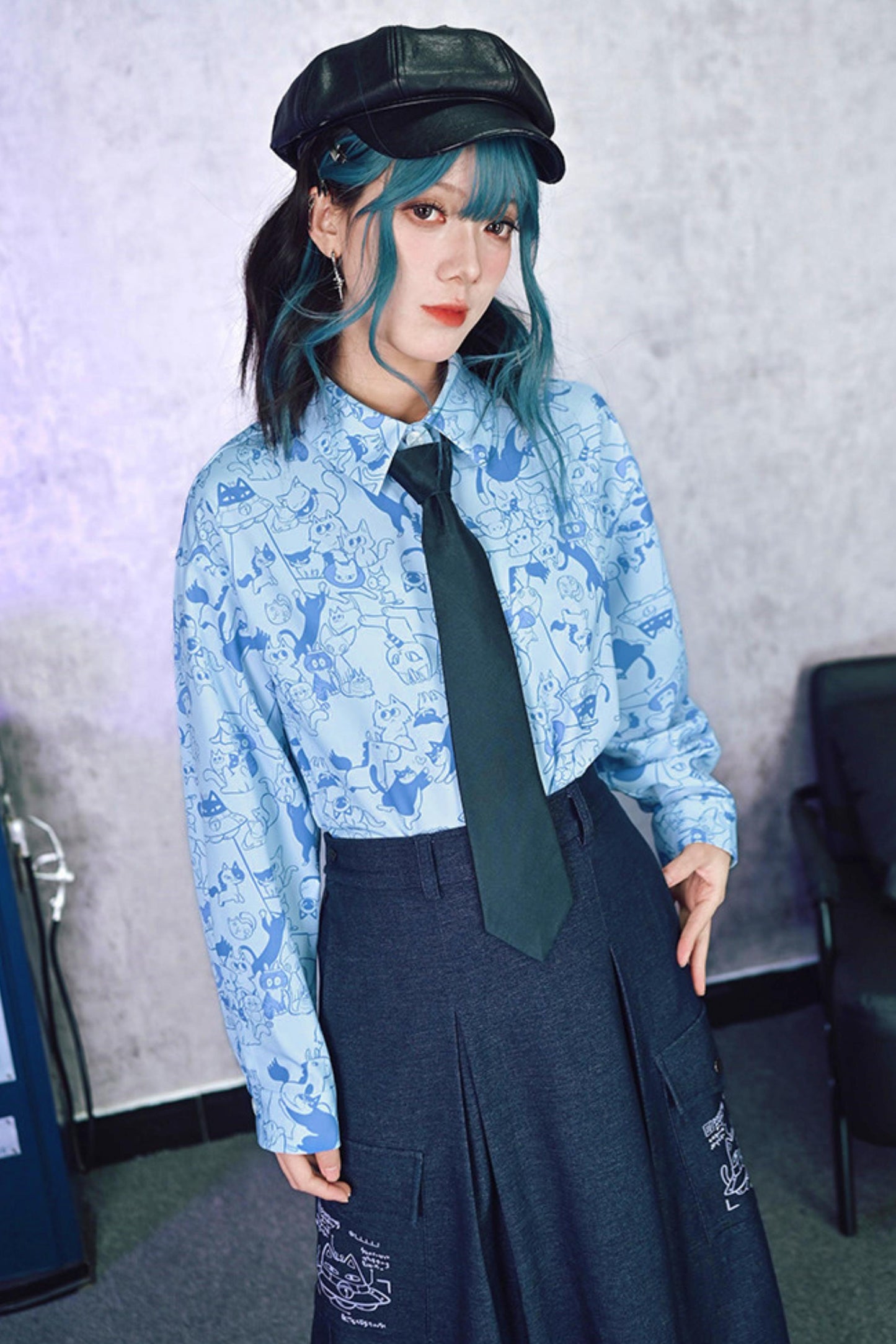 Stellar Meow Full Print Blouse