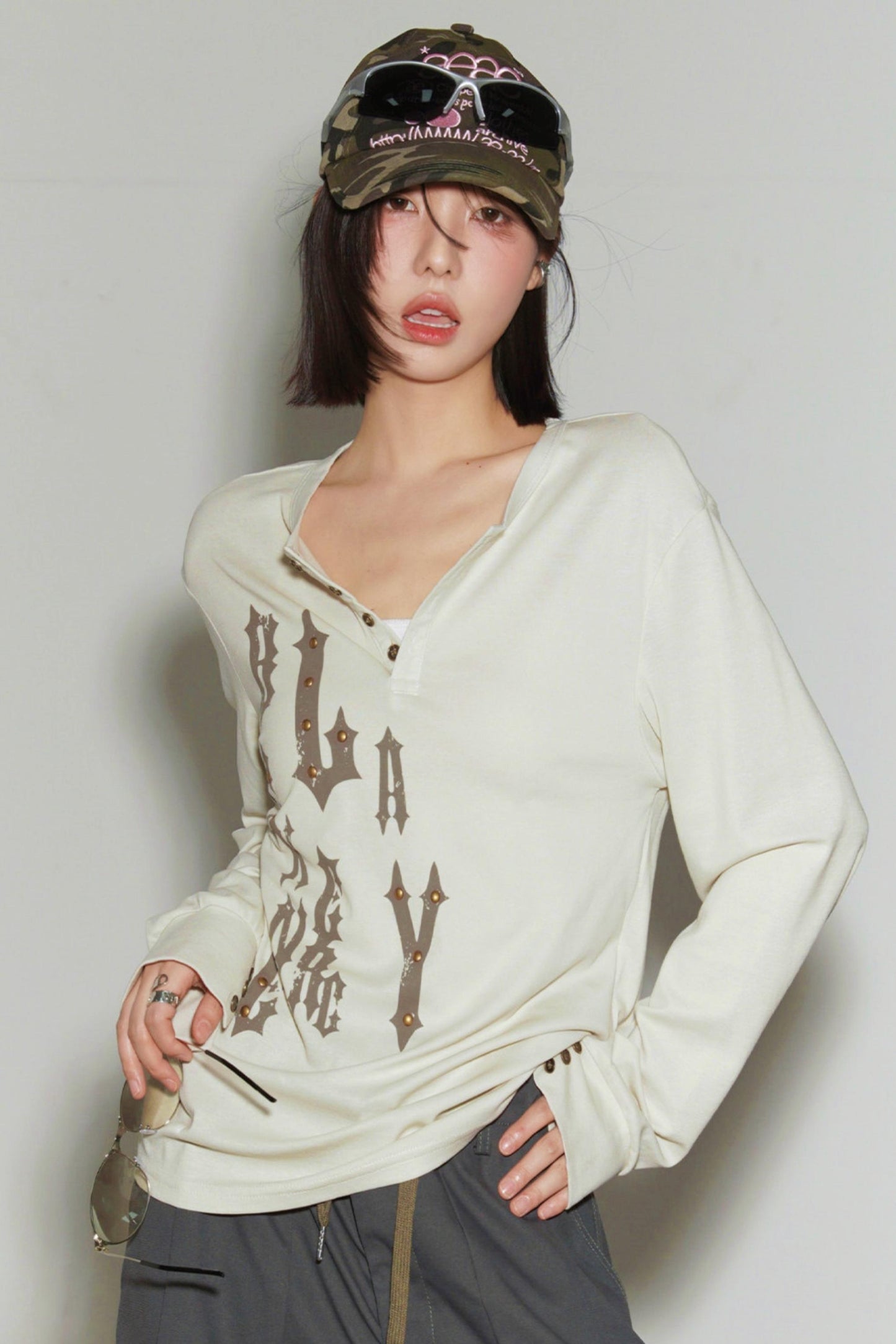 Lyocell Henley Collar Top