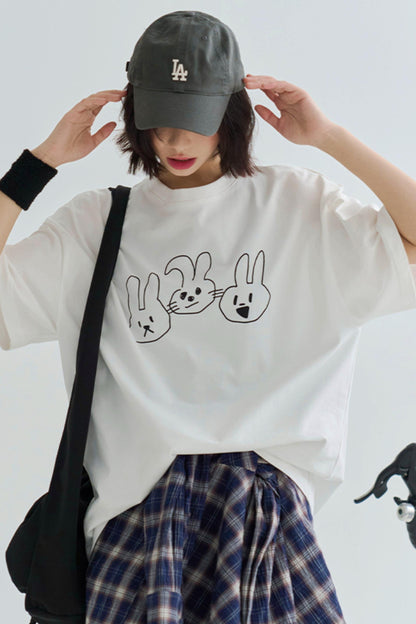 T-shirt doux à imprimé cordon