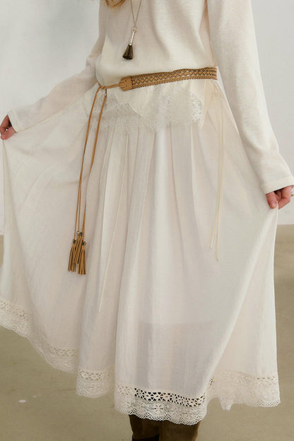 コットンレースチェックスカート