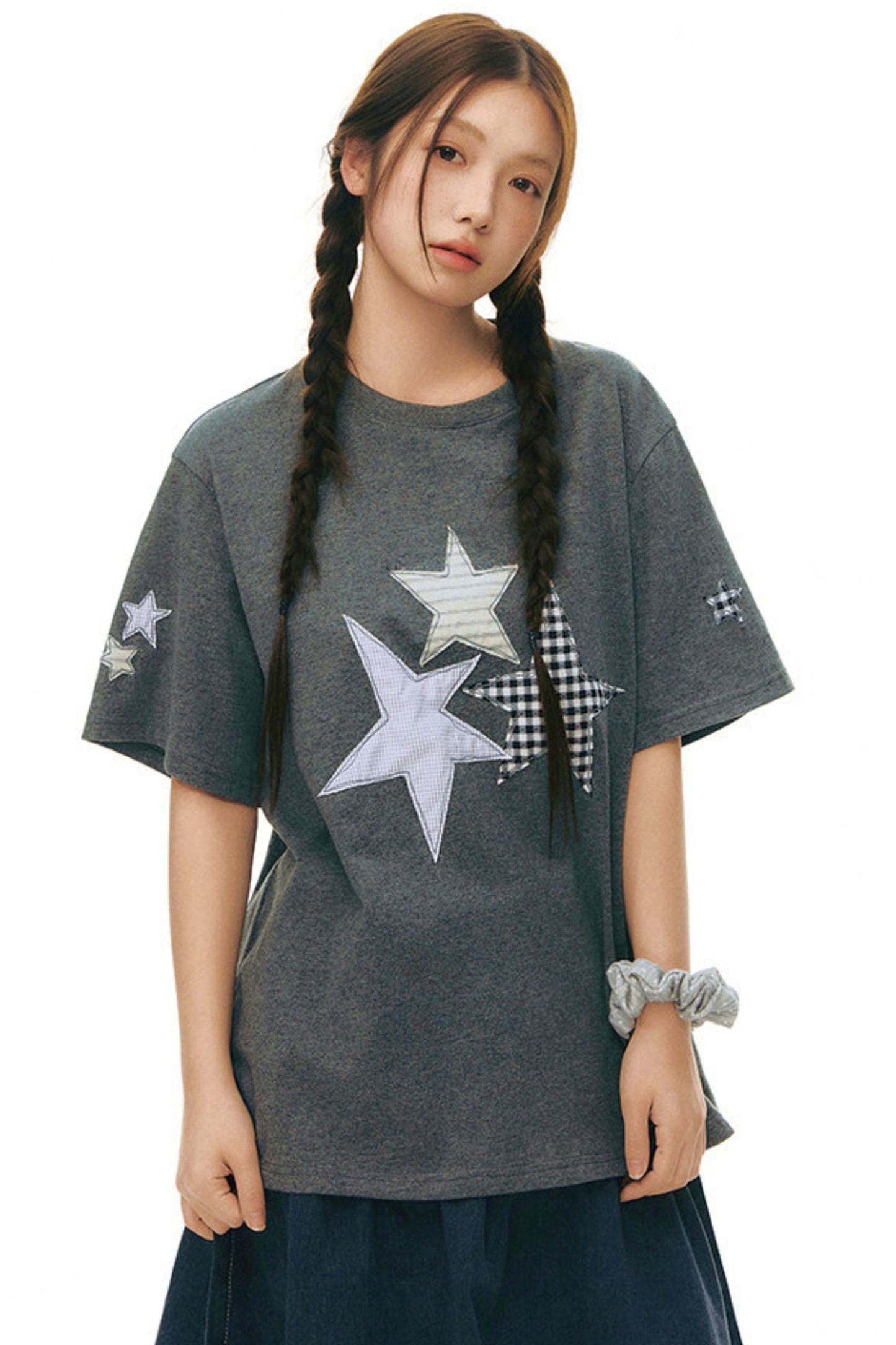 星星貼布寬鬆Y2K上衣
