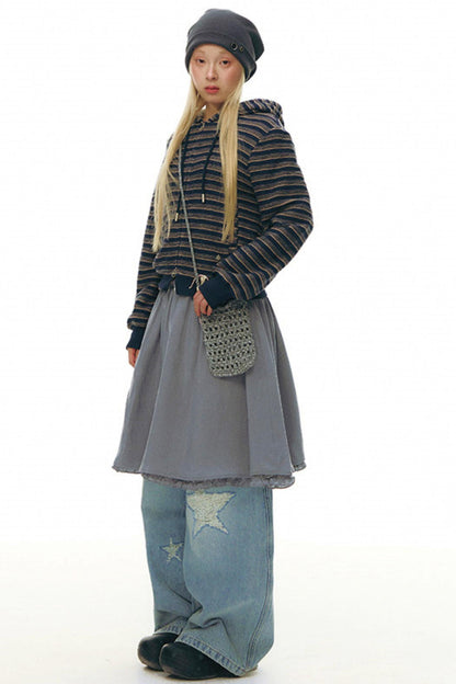 Star Wide Leg Denim Pants