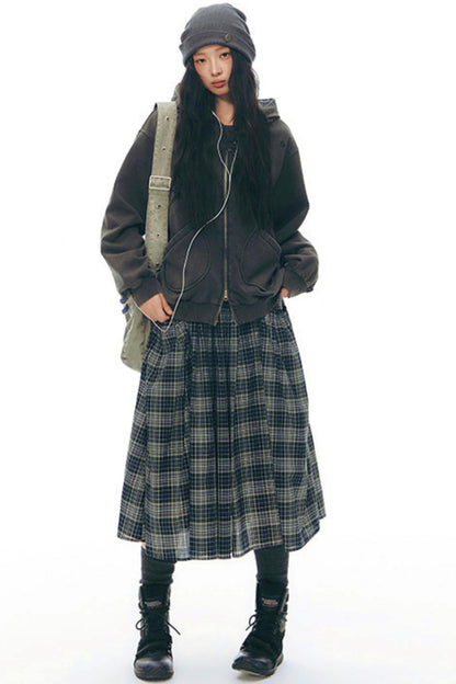 チェックレトロミディスカート