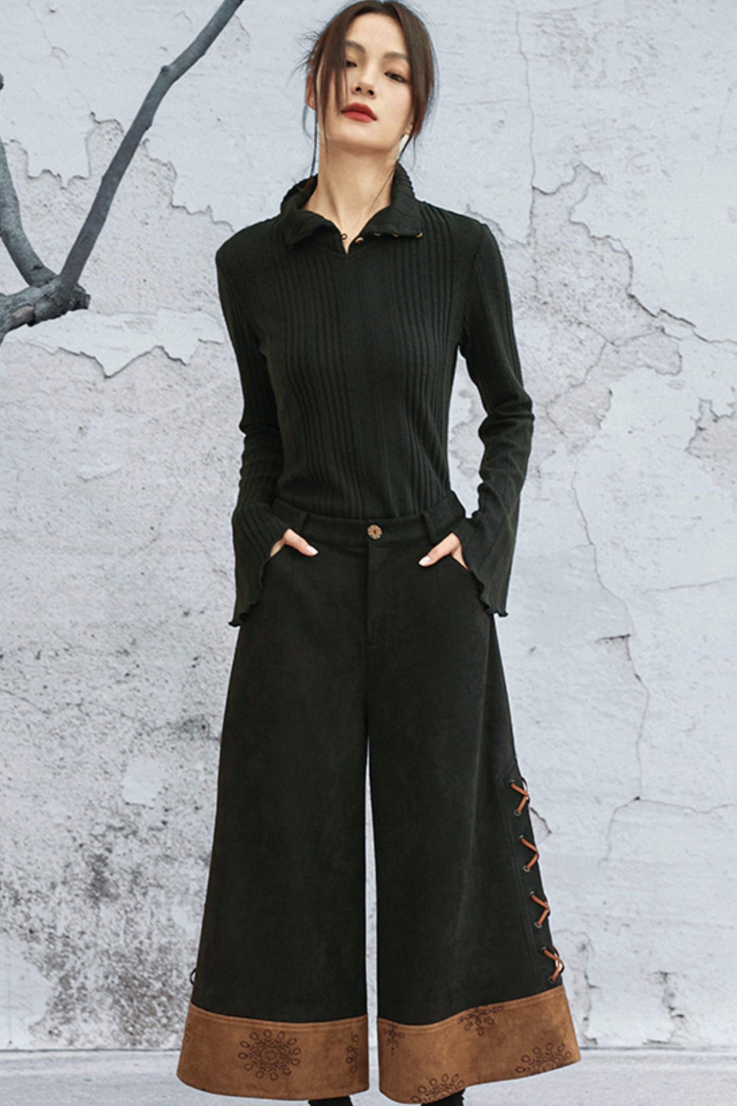 トゥーウェイカラーニットトップ