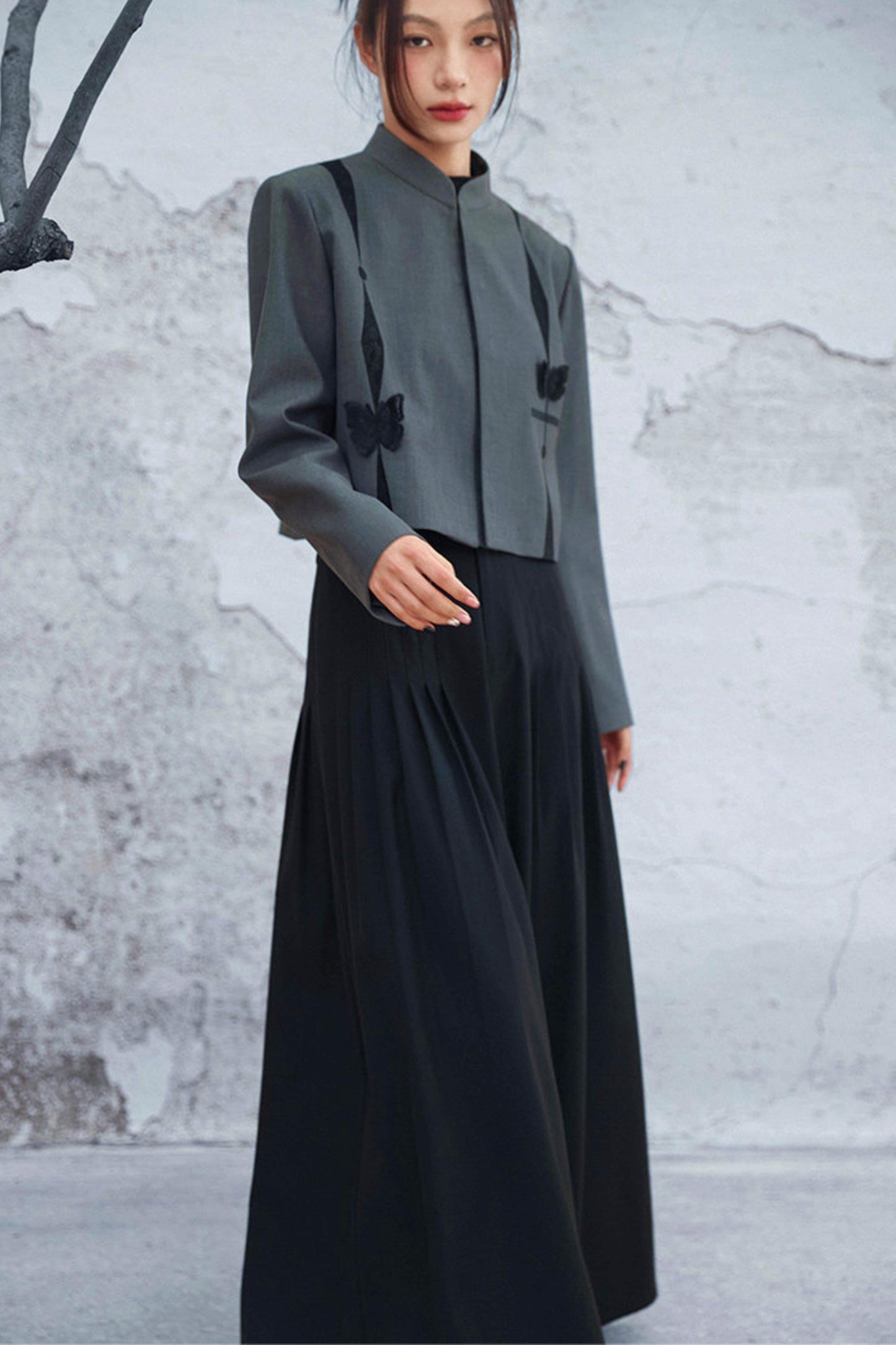 ダークモードワイドレッグパンツ