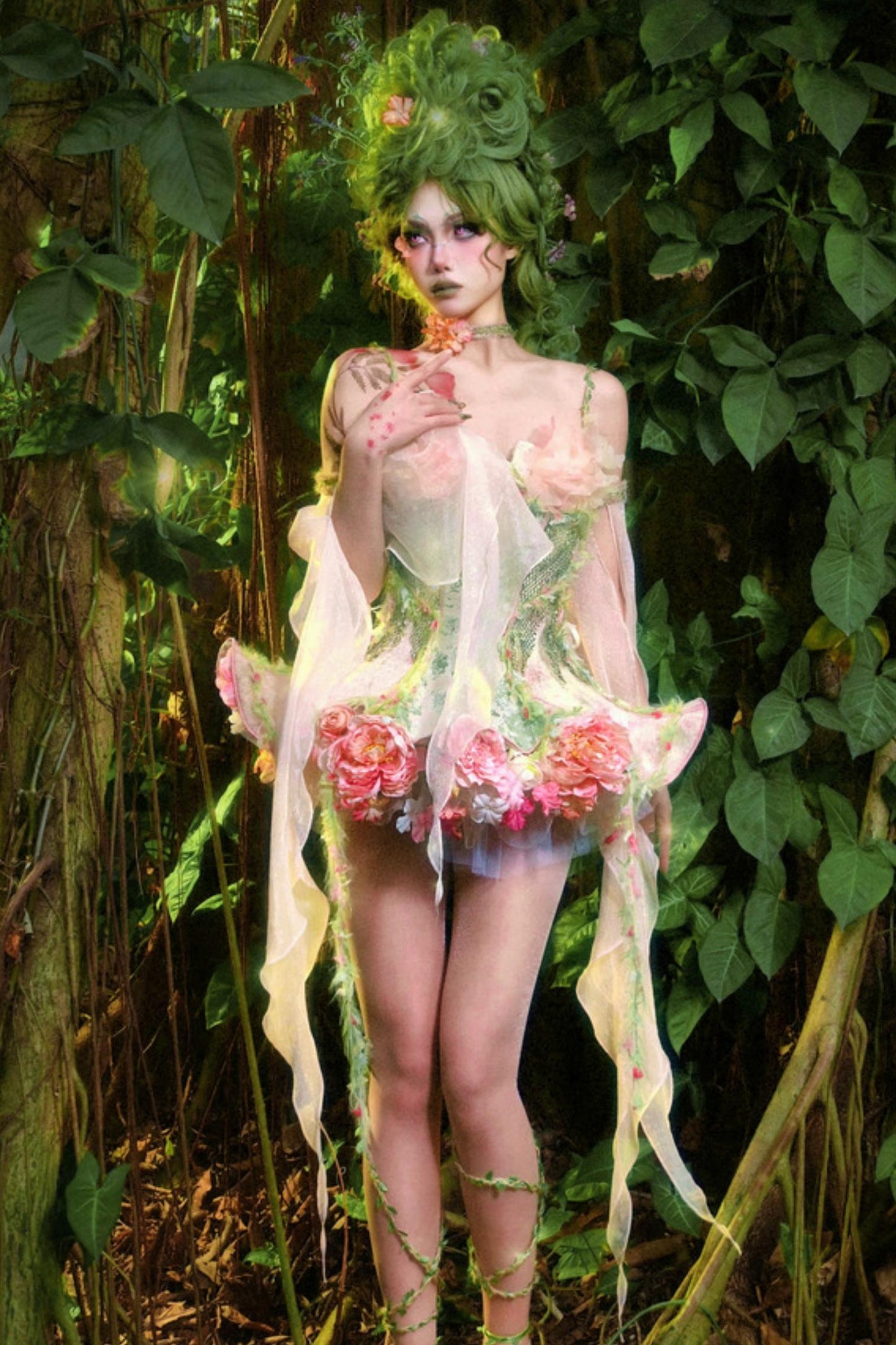 Forest Elf Corset Dress Setup