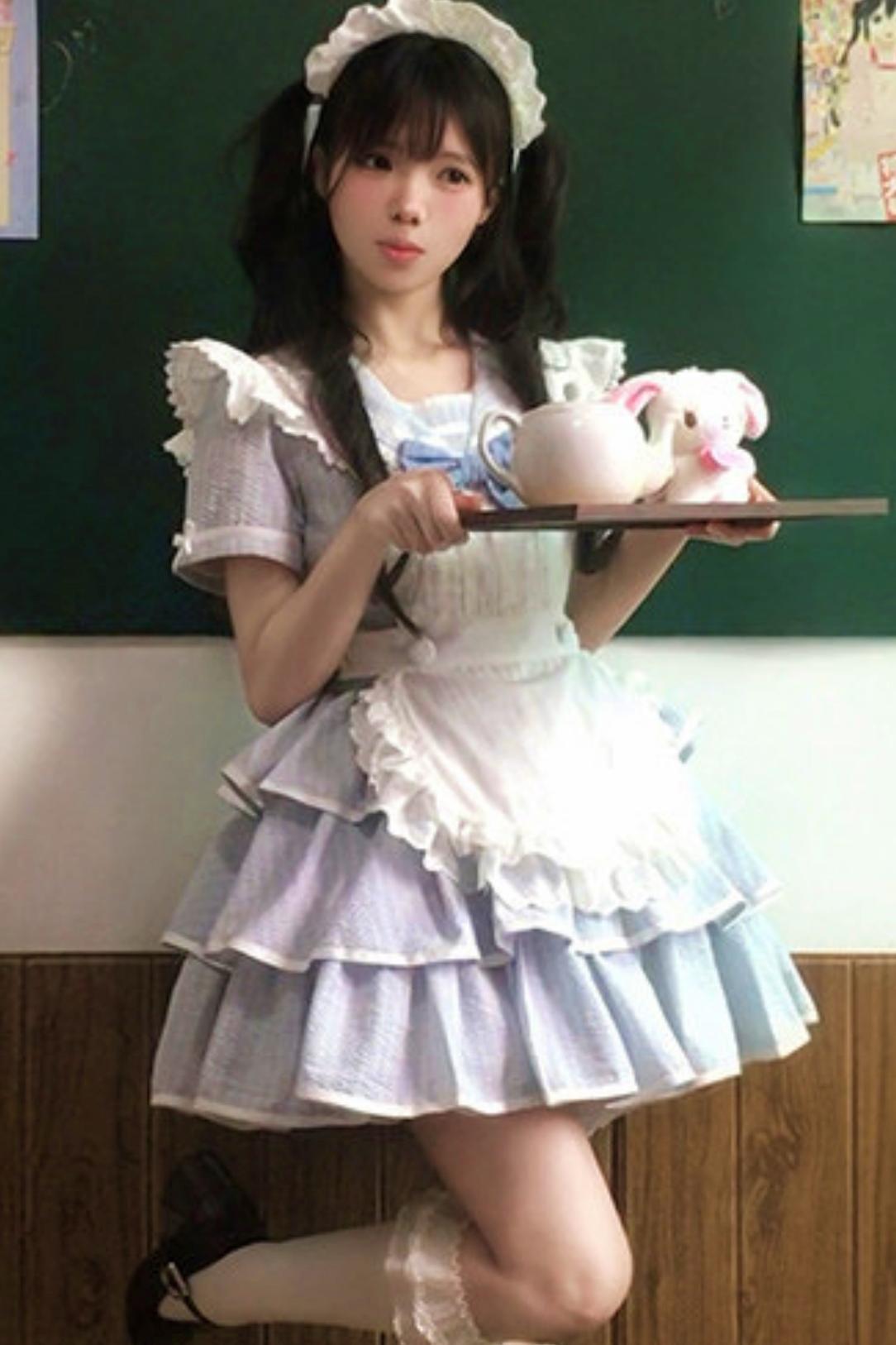 Klassisches maritimes Dienstmädchen-Lolita-Kleid + Accessoires