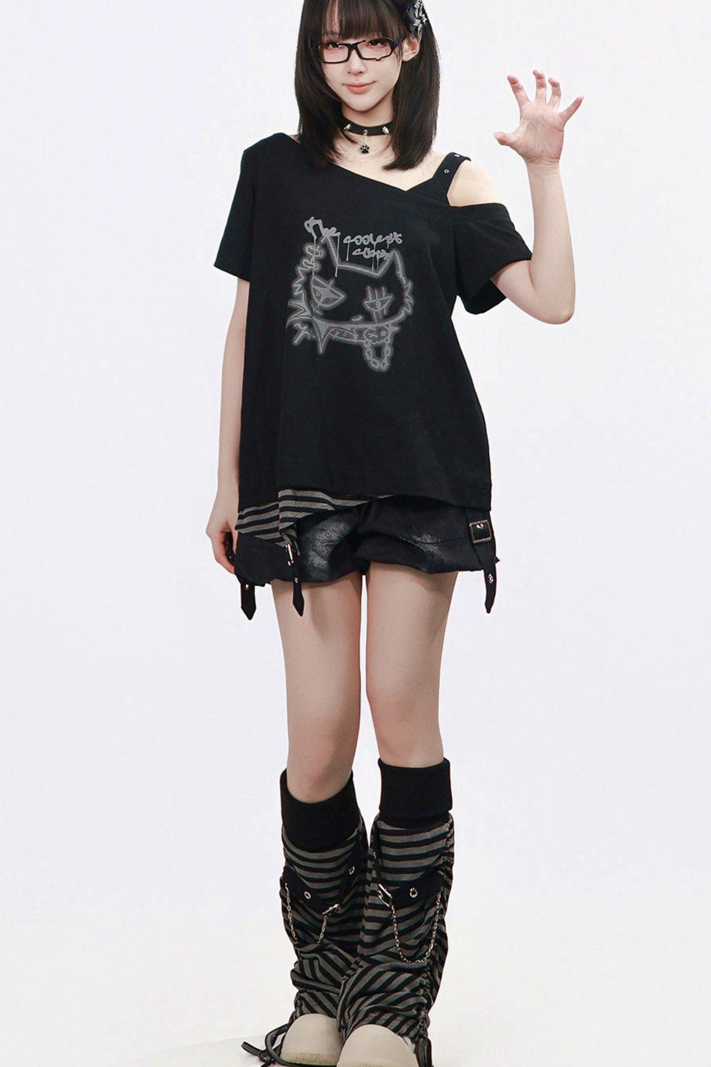 Schwarze-Katze-Rock-Punk-Set