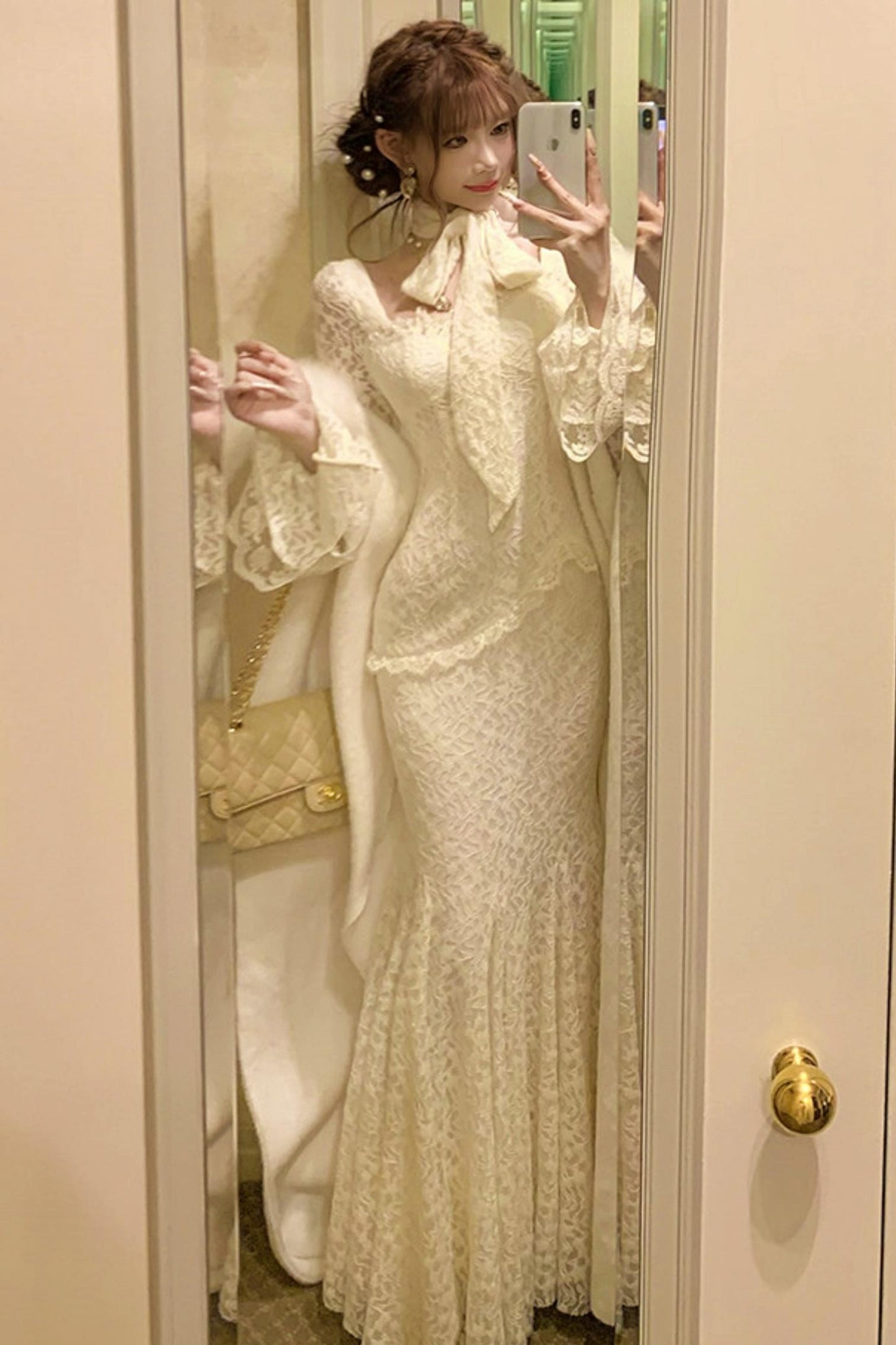 フレンチスタイルレースマーメイドドレス