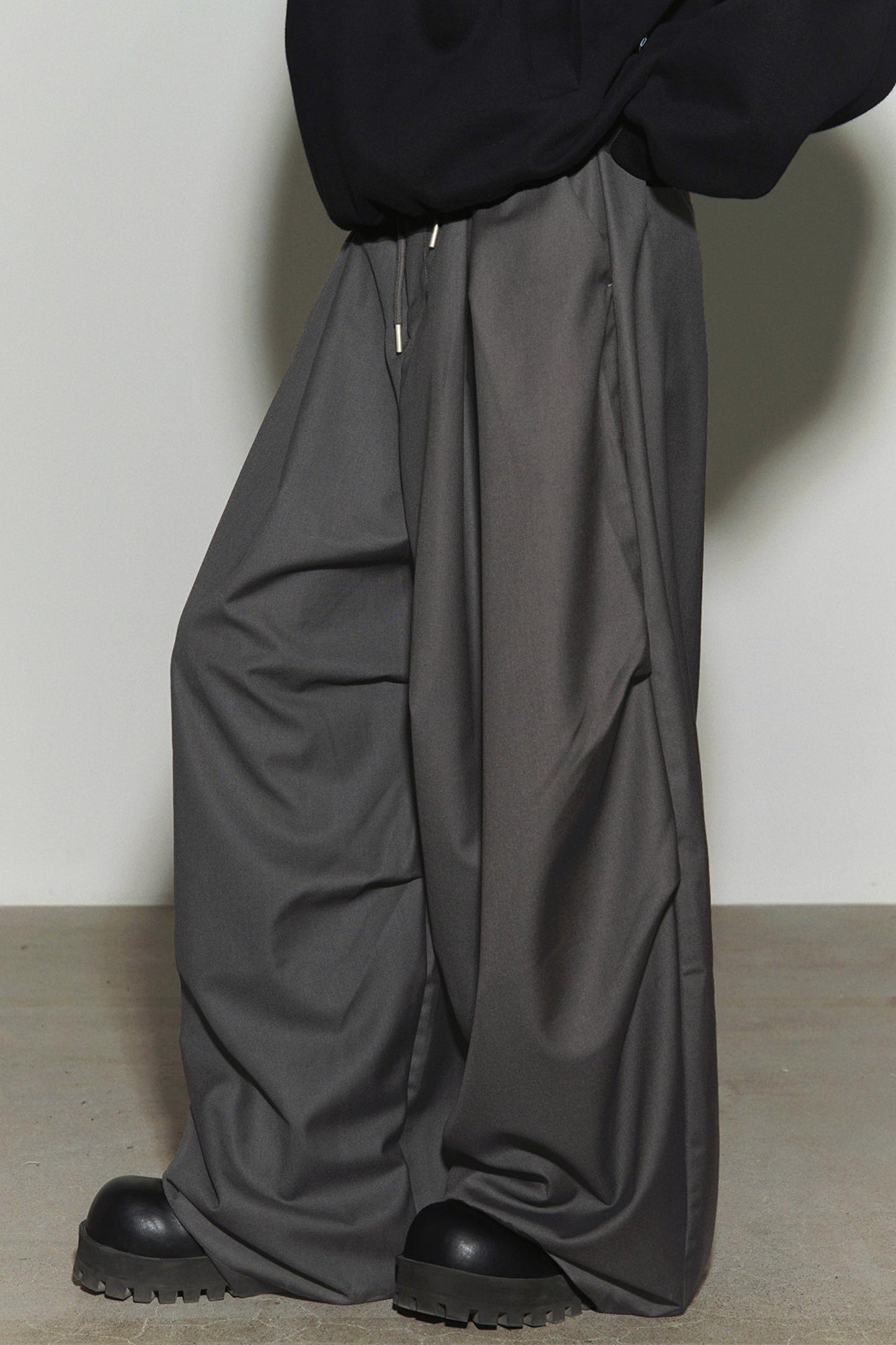 重力高腰阔腿裤