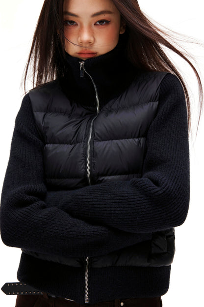 Ribbed Patchwork Down Jacket