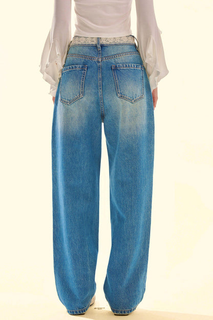 Spitzen-Vintage-Jeansstoff