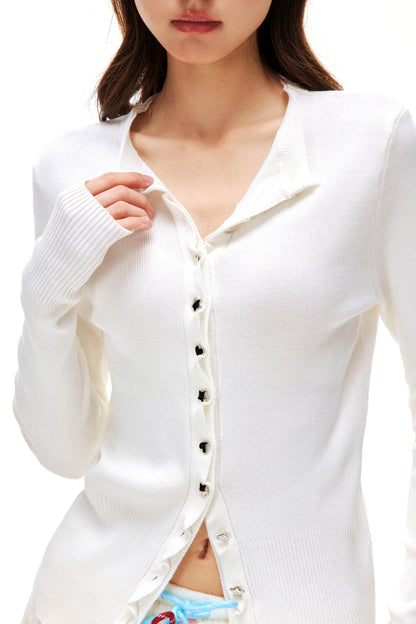 Love Star Button Slim Cardigan