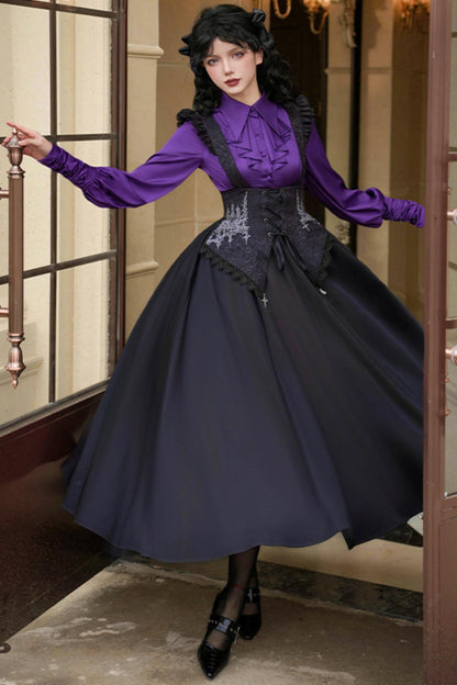 Conjunto de vestido y camisa con sujetador de muelles góticos