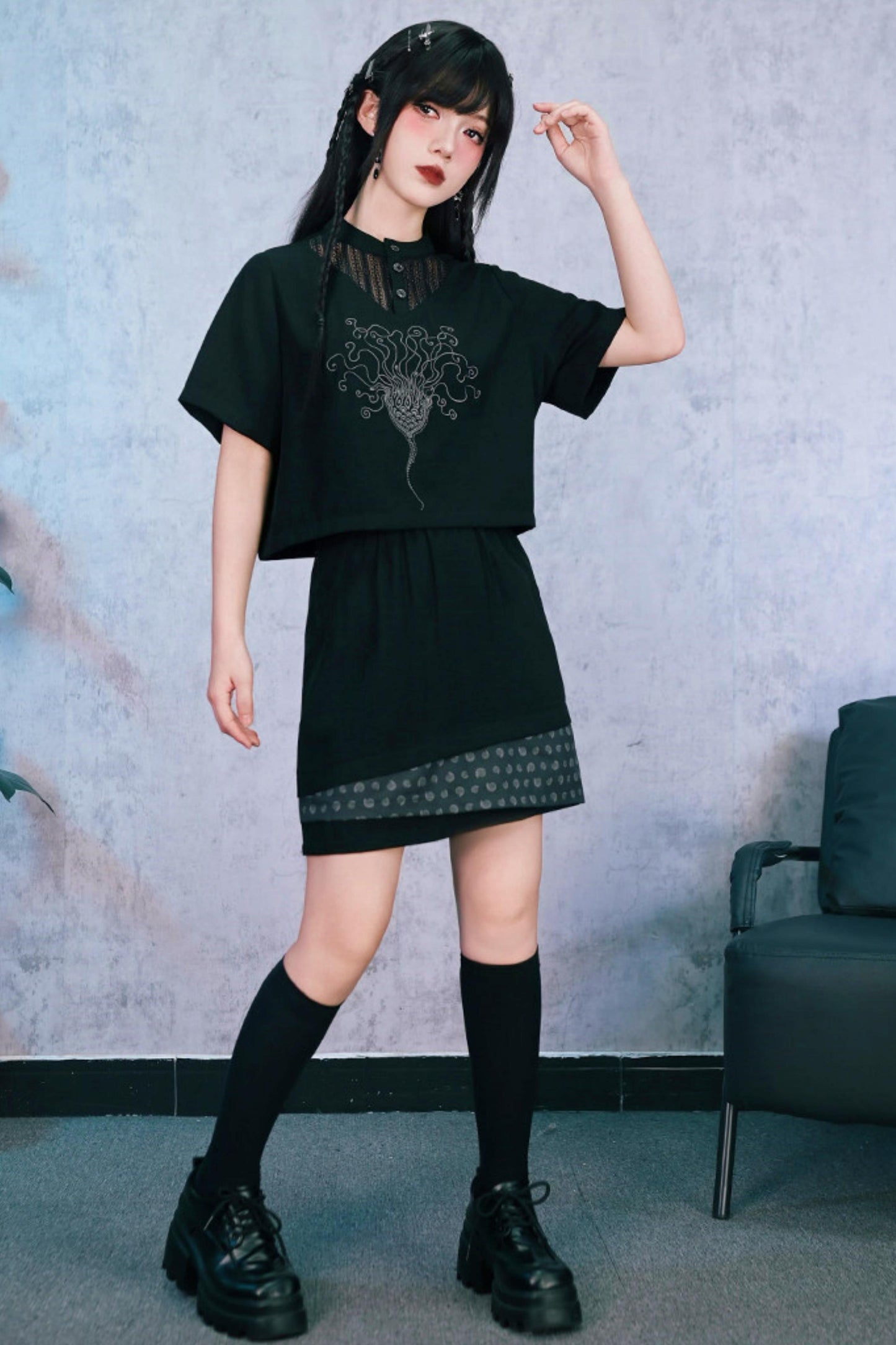 深海刺繍ダークドールセットアップ