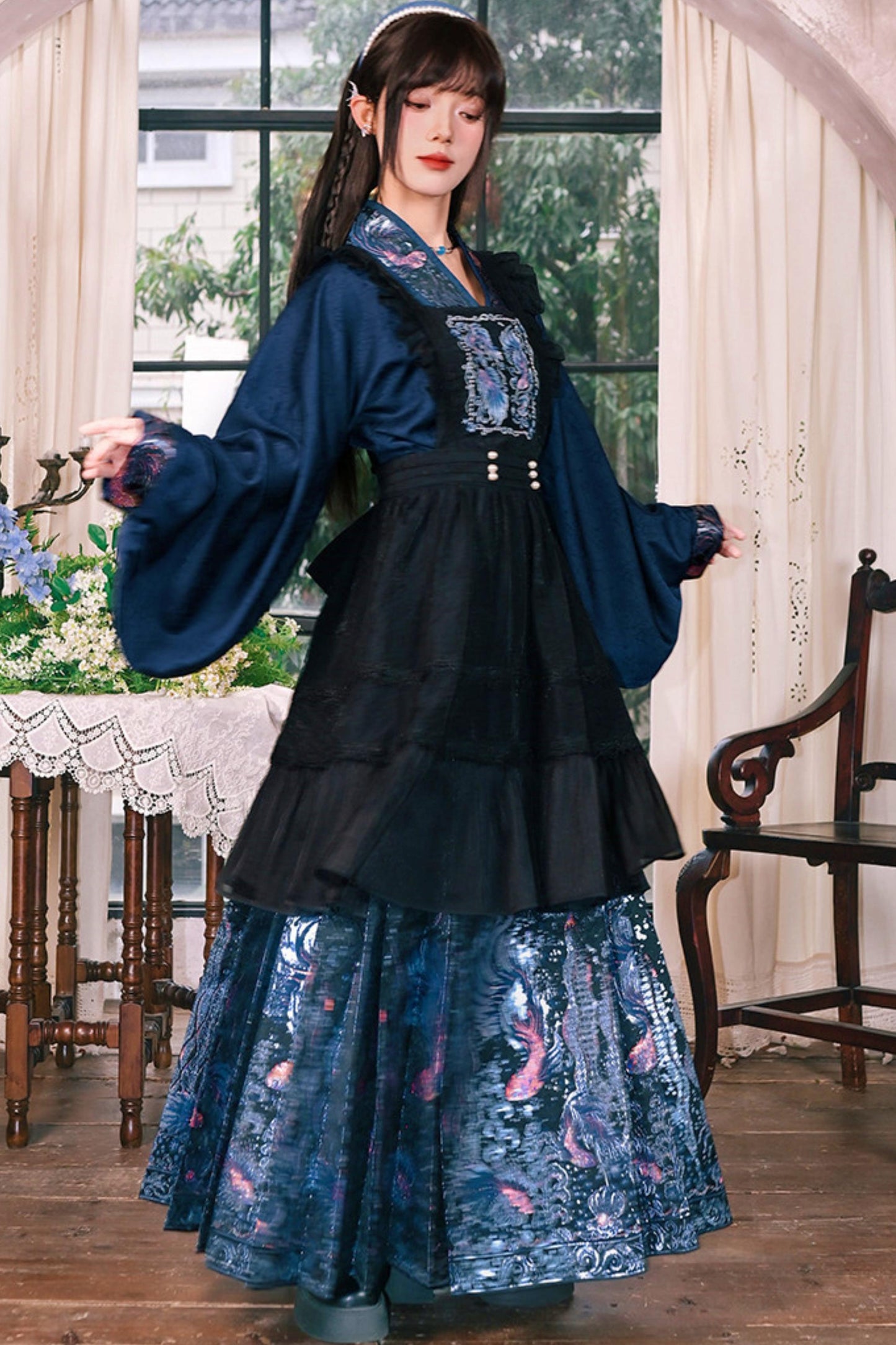 金色梭织汉服衬衫