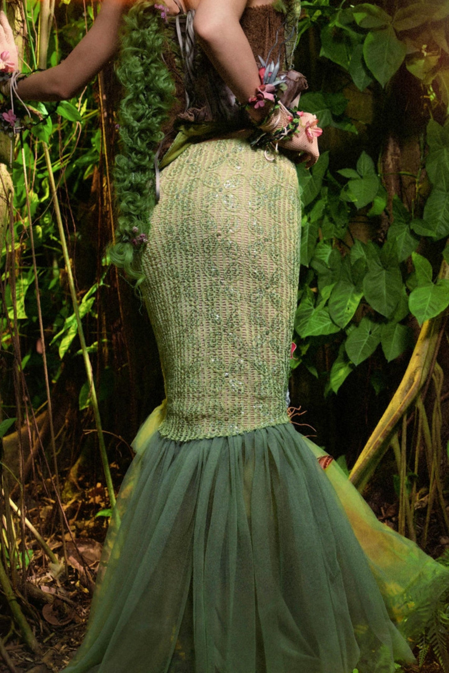 Flower Mesh Fishtail Skirt