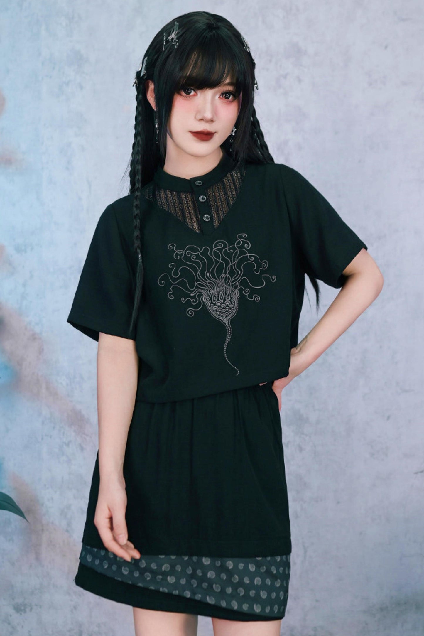 深海刺繍ダークドールセットアップ