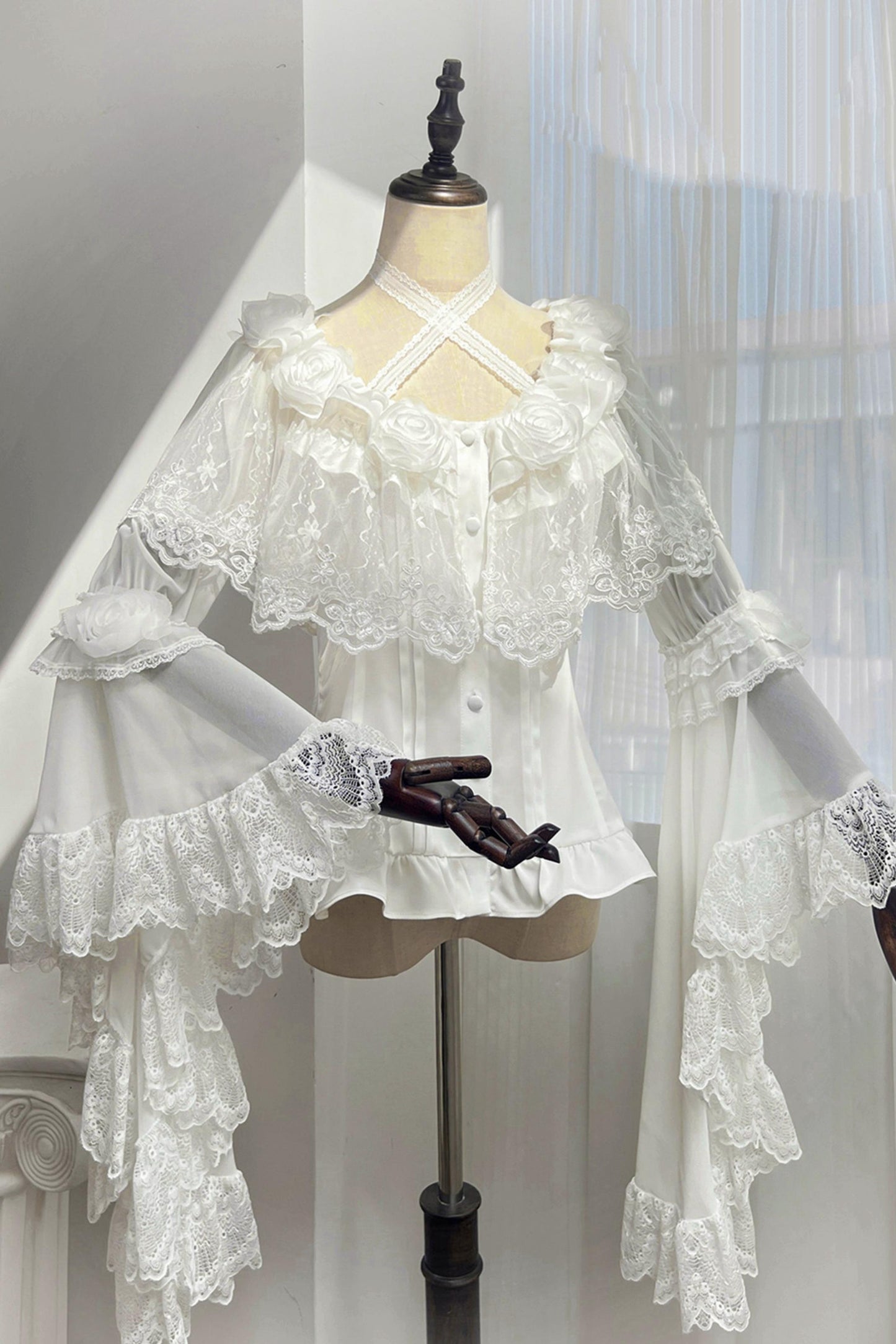 Decadent Gothic Lace Princess-Sleeve Top