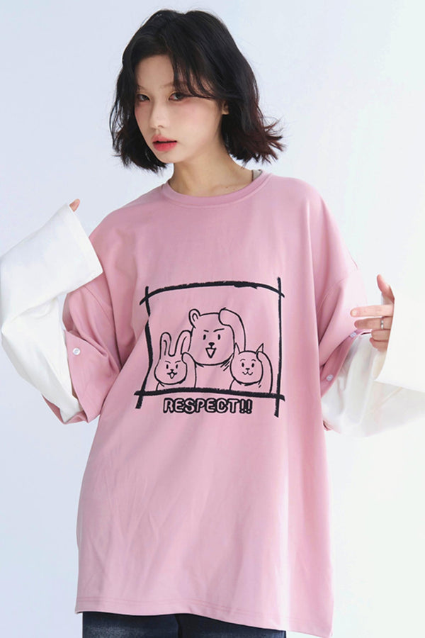 Relaxed Fit Round Neck Layered T-Shirt