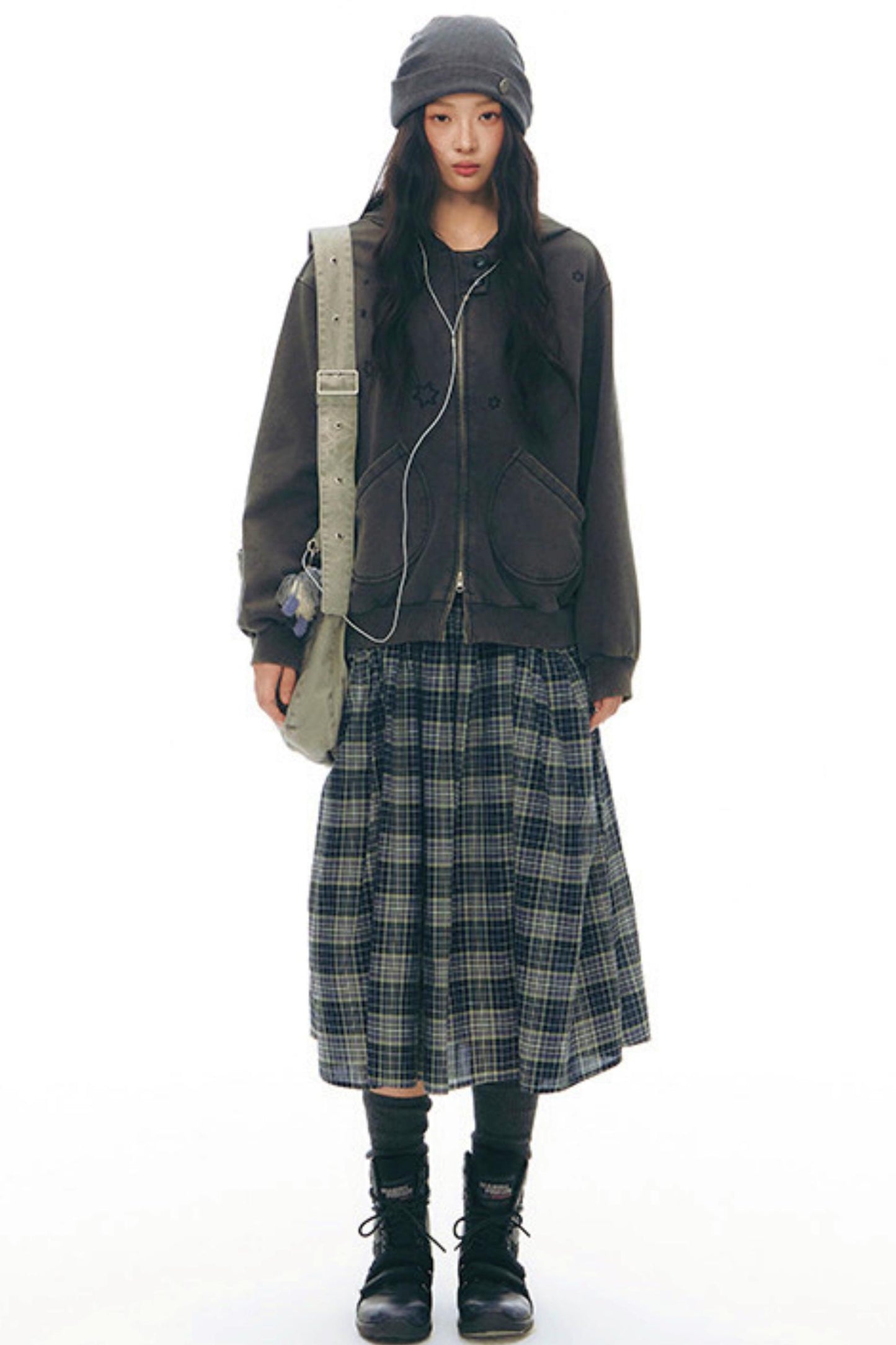 チェックレトロミディスカート