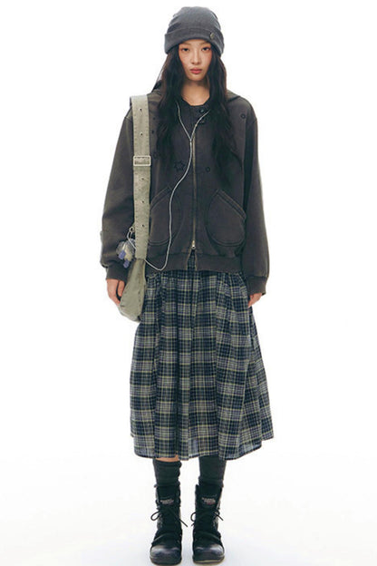 チェックレトロミディスカート