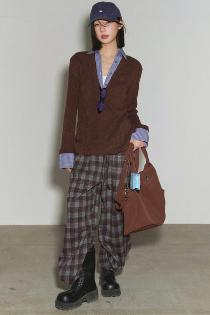Top maglione in maglia preppy