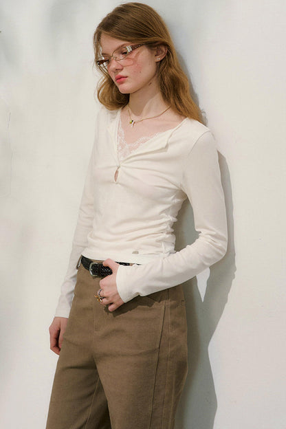 클라우드 씨더 레이스 패치워크 탑