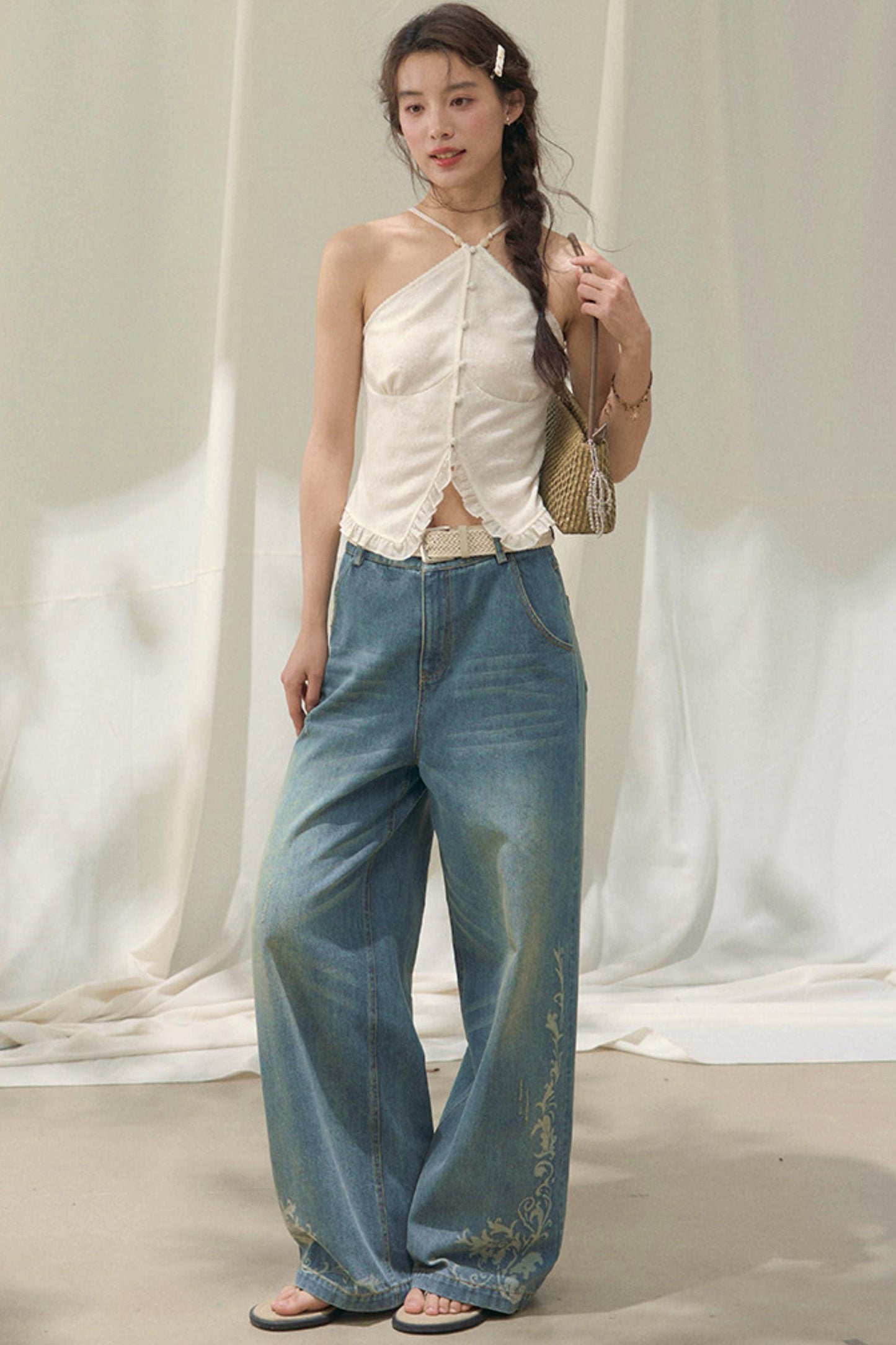 Laser Embossed Vintage Jeans