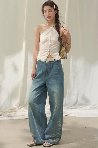 Laser Embossed Vintage Jeans