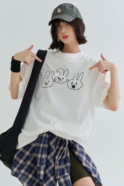 T-shirt doux à imprimé cordon