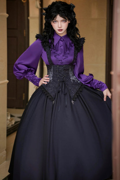 Conjunto de vestido y camisa con sujetador de muelles góticos