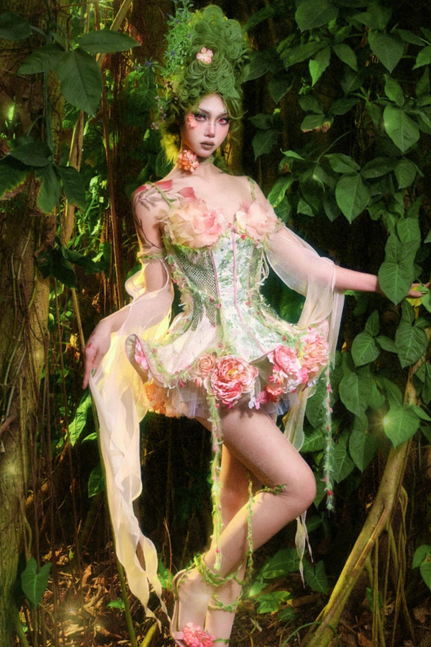 Forest Elf Corset Dress Setup