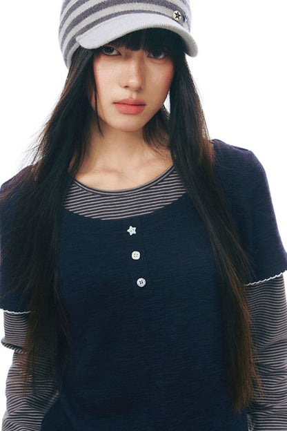 コントラストカラーレイヤートップス