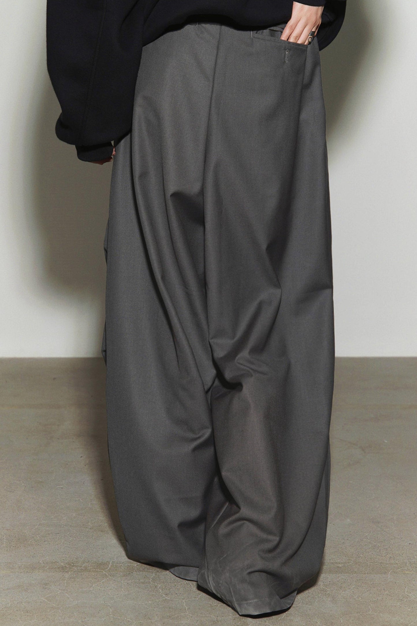 重力高腰阔腿裤