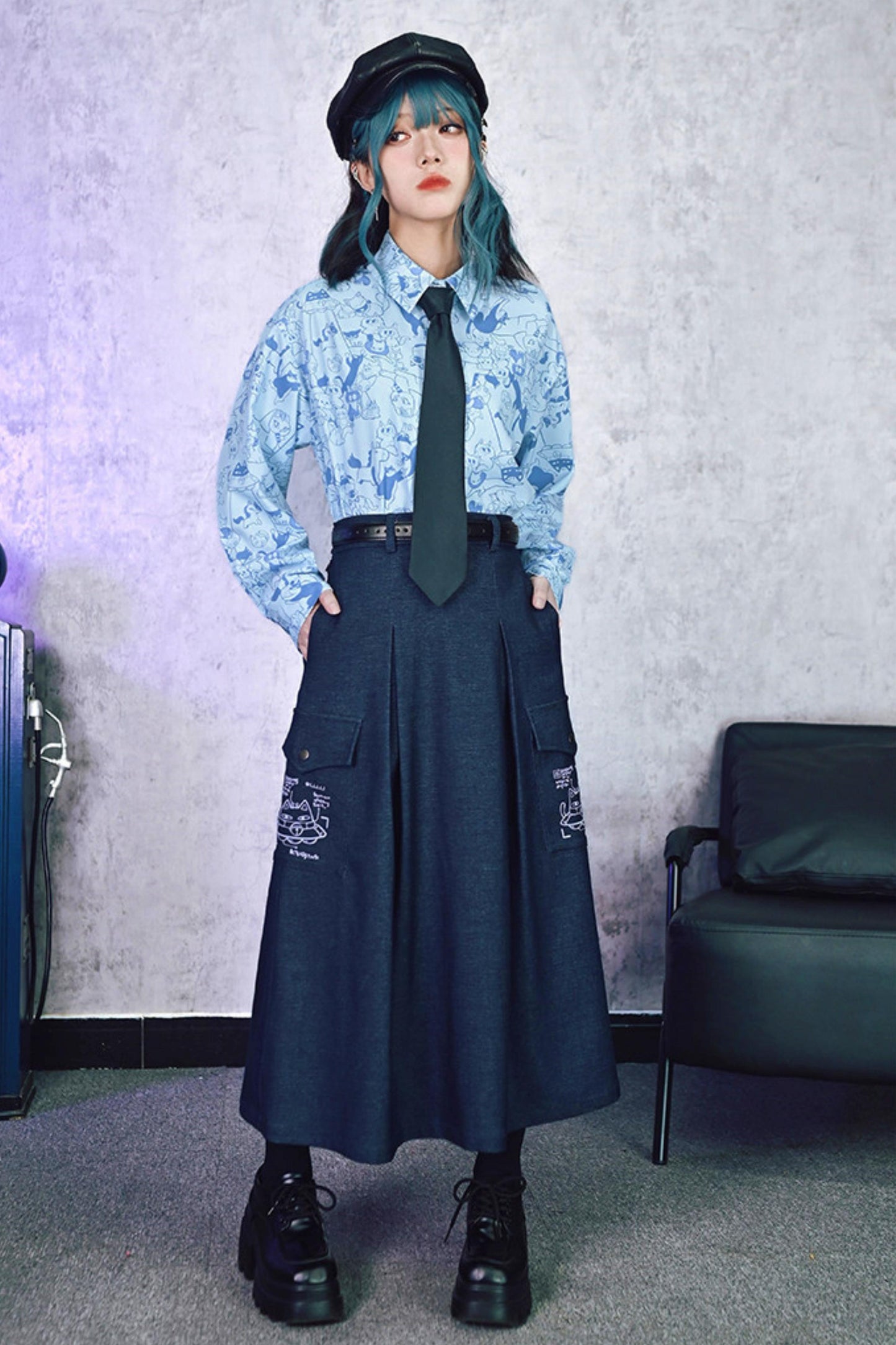 Stellar Meow Full Print Blouse