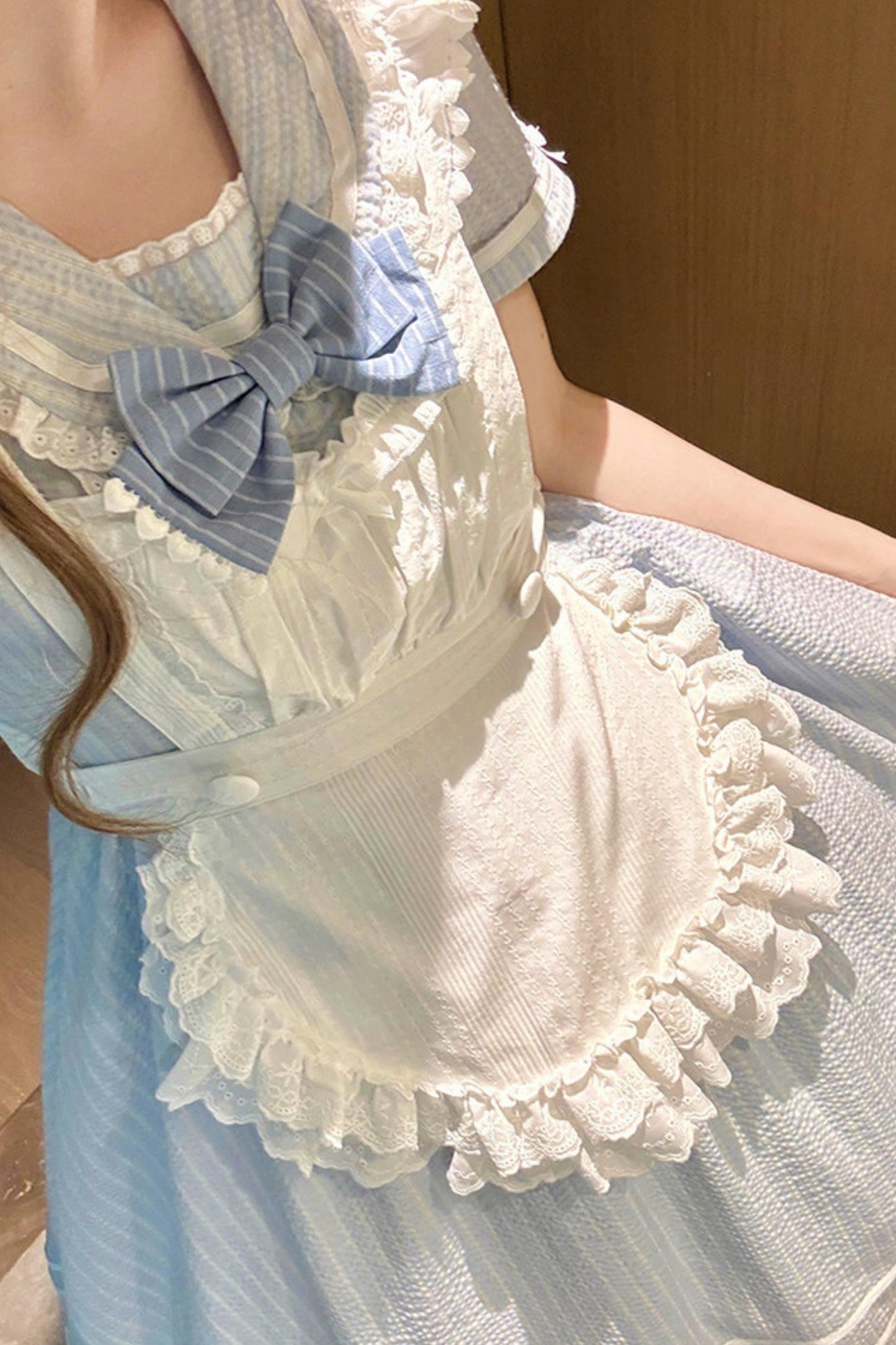 Klassisches maritimes Dienstmädchen-Lolita-Kleid + Accessoires