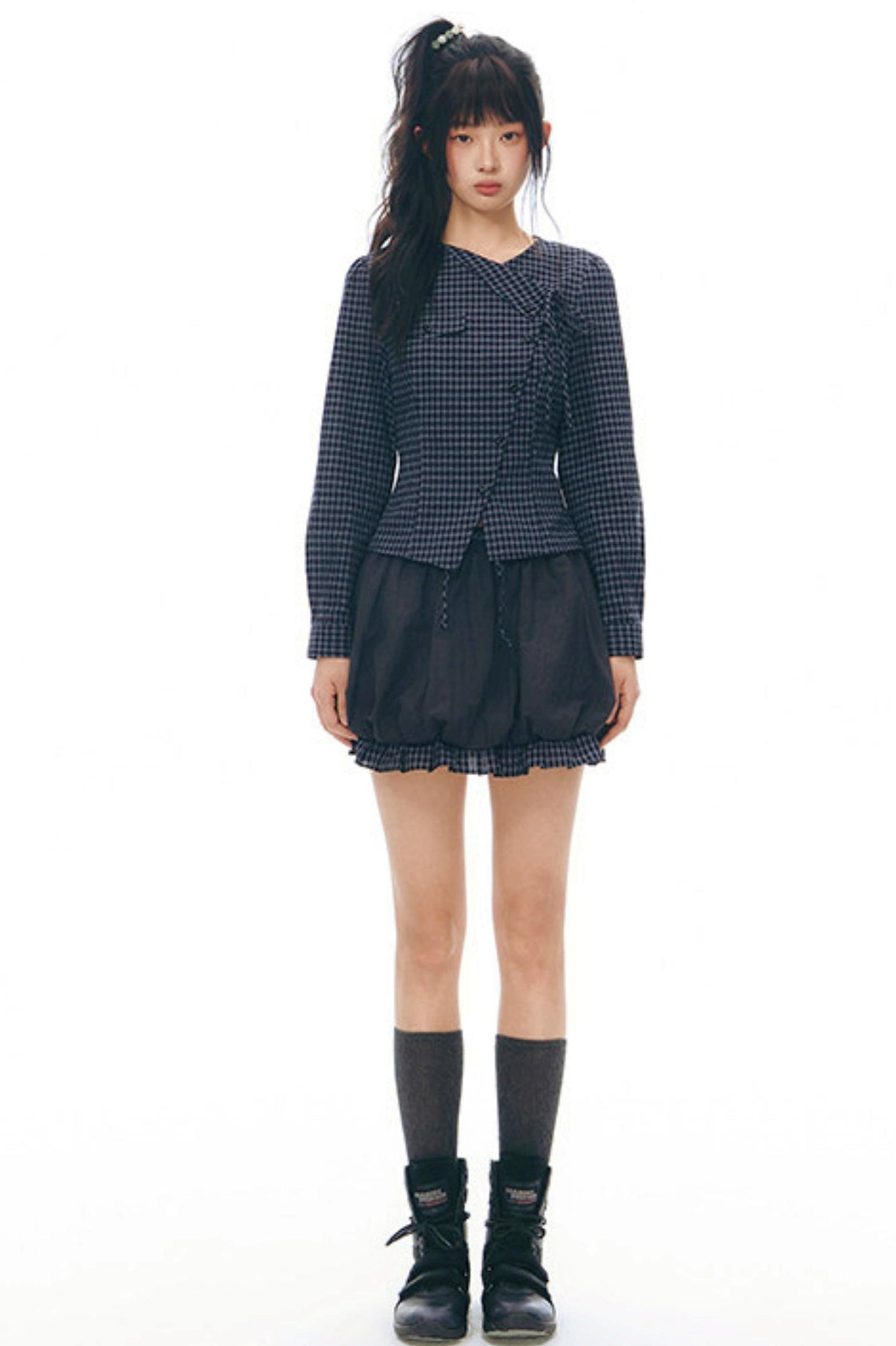 フラワーバッドスプライスドスカート