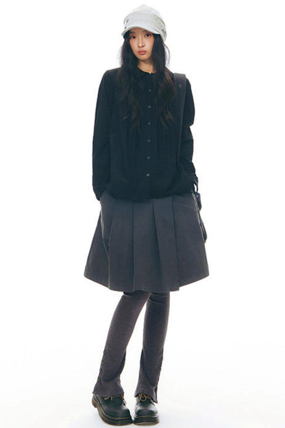 ドールカラープリーツコットンブラウス