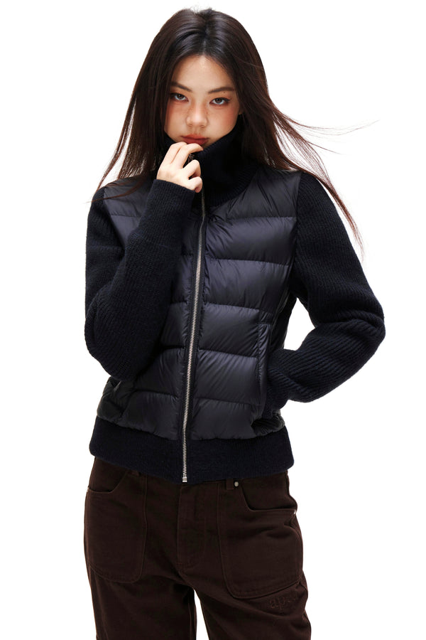 Ribbed Patchwork Down Jacket