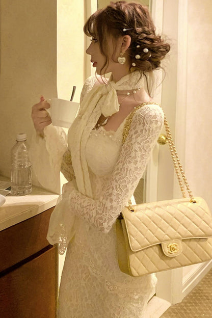 フレンチスタイルレースマーメイドドレス