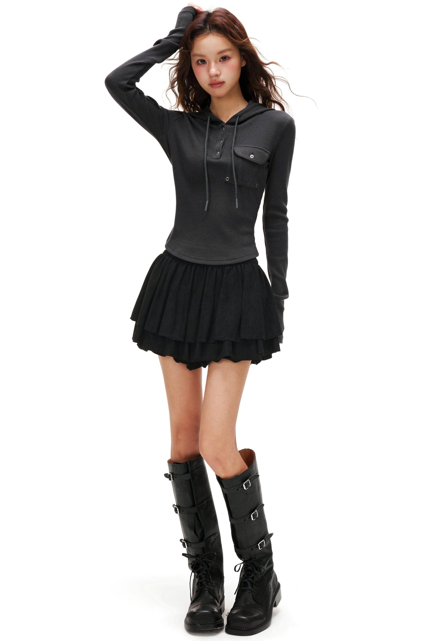 スエードラッフルドスカート