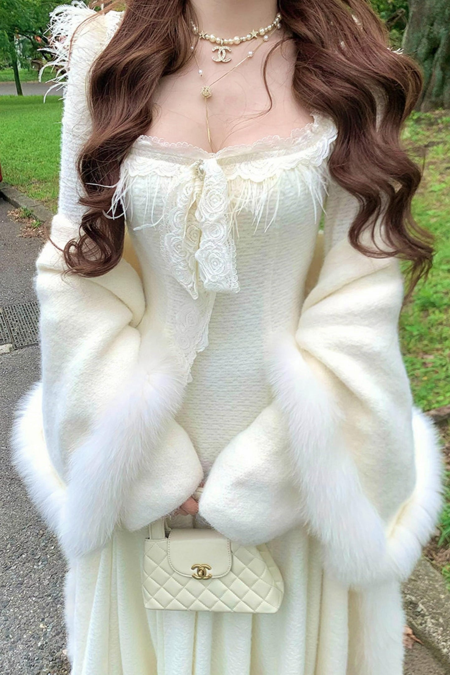 フレンチスイートスリムレースドレス