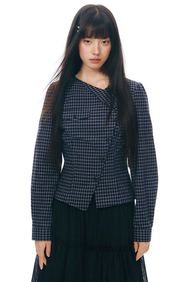 Y2Kリトルチェックドシャツ+スカート