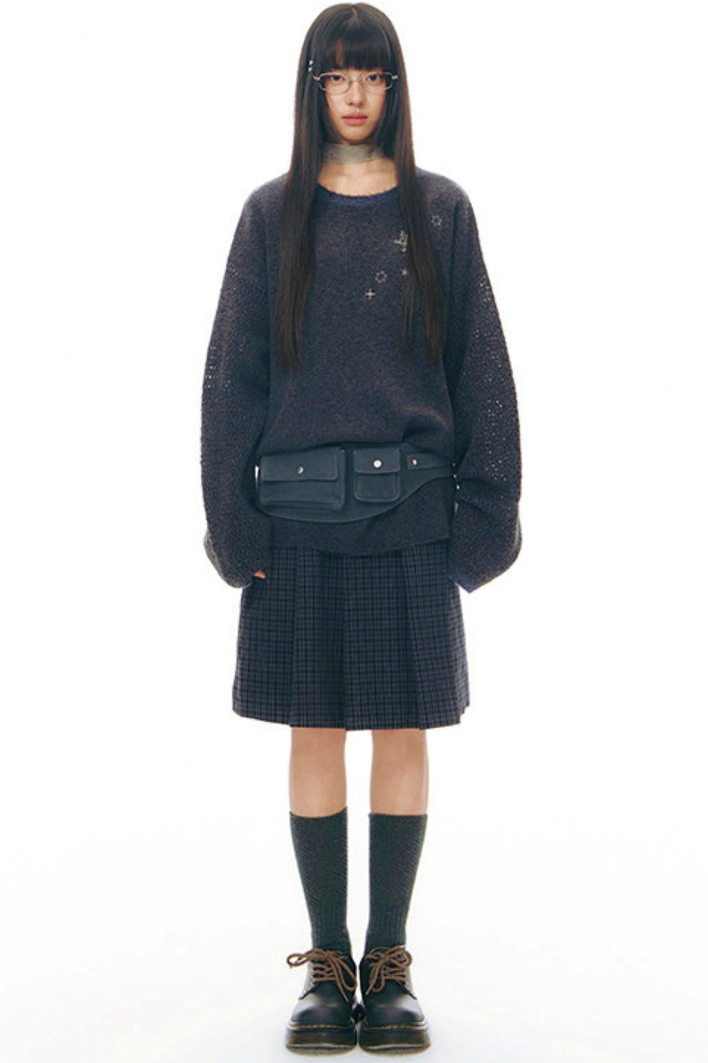 プリーティッドエーラインミディスカート