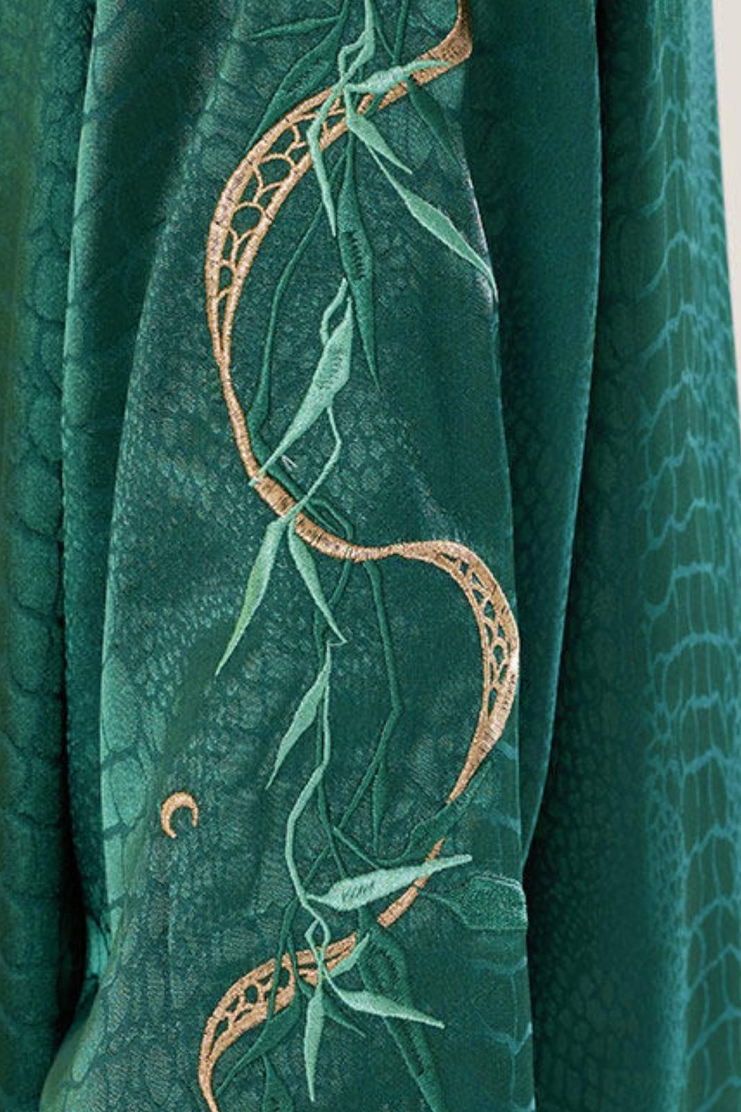 Jade Moon Dragon Embroidered Chinese Shirt + Moon Pocket Pants