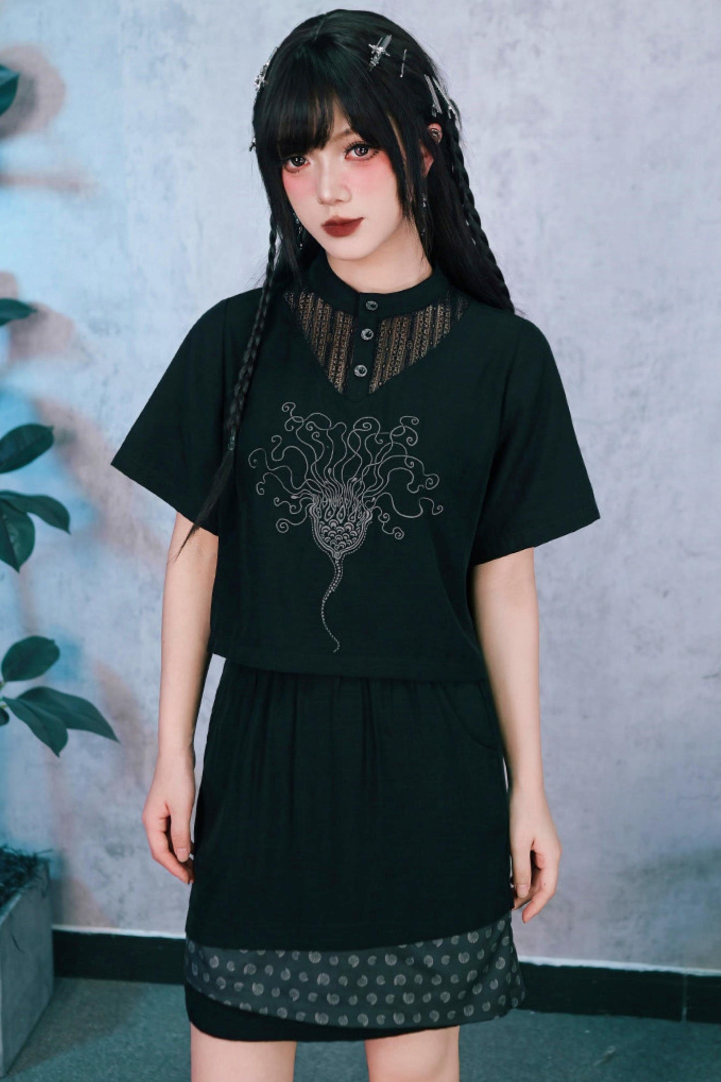 深海刺繍ダークドールセットアップ