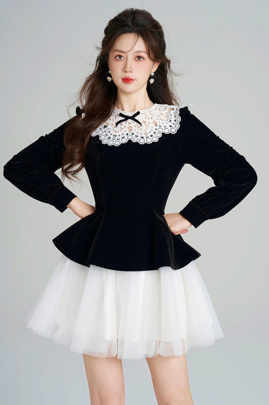 Black Velvet Lace Dress